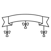 A black and white drawing of a banner with bows vector