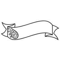 A black and white drawing of a banner with a paisley design vector