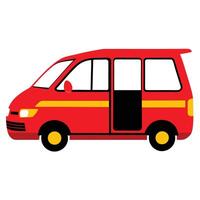 A red van with a yellow stripe on the side vector