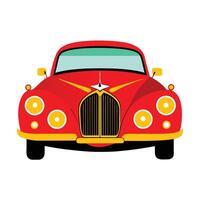 An old red car with a yellow stripe on the hood vector