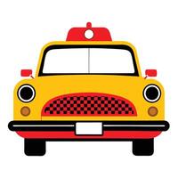 A yellow taxi cab with a red stripe on the side vector
