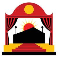 The stage with a red curtain and a sun vector