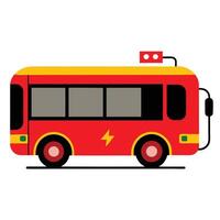 A red and yellow bus with a yellow light on top vector