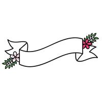 A ribbon with flowers and leaves on it vector