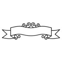 A black and white drawing of a banner with scrollwork vector