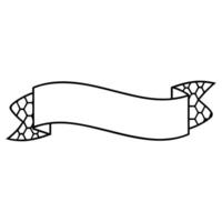 A black and white drawing of a banner with a ribbon vector