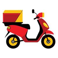 A red scooter with a box on the back vector