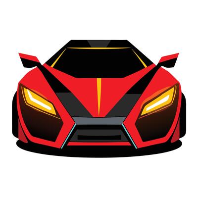 A red sports car on a white background