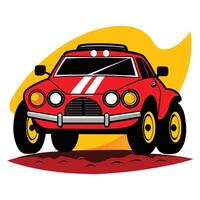 A cartoon red car on a white background vector