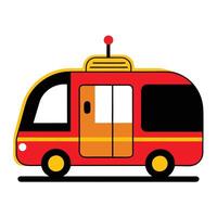 A red and yellow bus with a red roof vector