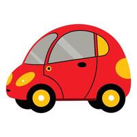 A small red car with yellow wheels vector