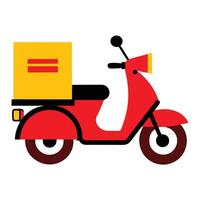 A red scooter with a box on the back vector