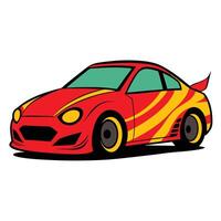 A cartoon car with flames on it vector