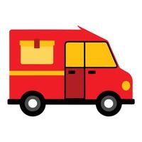 A red delivery truck with a yellow box on the side vector