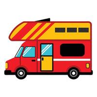 A red and yellow camper van on a white background vector