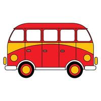 A red and yellow bus on a white background vector