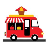 A food truck with a roof and awning vector
