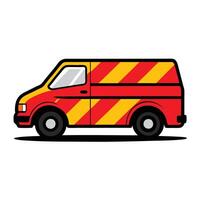 A red and yellow van with a yellow stripe vector