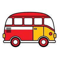 A red and yellow bus on a white background vector