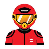 A man in a red motorcycle helmet and helmet vector