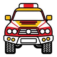 A cartoon car with a red and yellow stripe vector