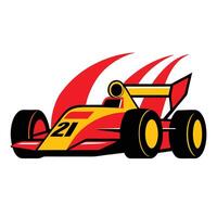 A racing car with a yellow and red stripe vector