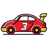 A red race car with number three on it vector