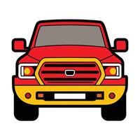 A red truck with yellow and red lights on it vector