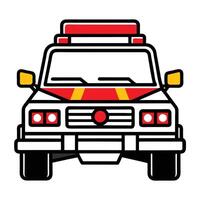 An ambulance is shown in a flat style vector