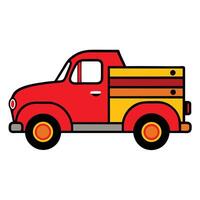 A cartoon truck with a red and yellow paint job vector