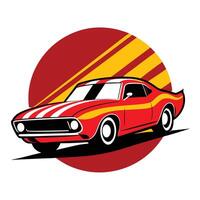 A red muscle car with stripes on it vector
