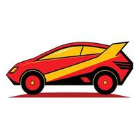 A cartoon car with a red and yellow stripe vector