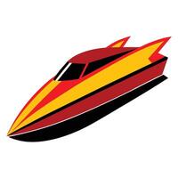 A red and yellow speed boat on a white background vector