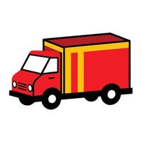 A red and yellow truck with a yellow stripe vector