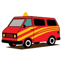 A red and yellow fire truck on a white background vector