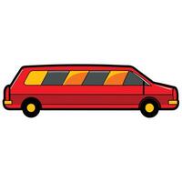 A red bus with yellow stripes on the side vector