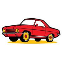 A red car with yellow rims on a white background vector