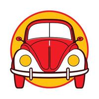 A red and yellow car in a circle vector