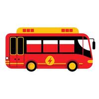 A red and yellow bus with a lightning bolt on the side vector