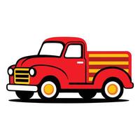 A cartoon red truck with yellow stripes vector