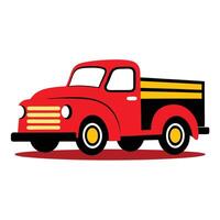 A cartoon red truck on a white background vector