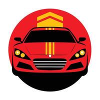 A red sports car with yellow stripes on it vector