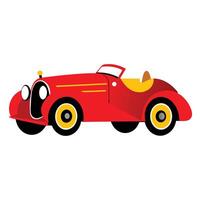 A red car with yellow wheels on a white background vector