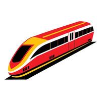A red and yellow train on a white background vector