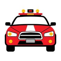 A red police car with lights on top vector