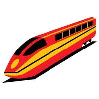 A red and yellow train on a white background vector
