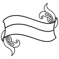 A black and white drawing of a scroll with a ribbon vector