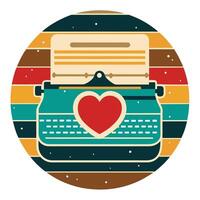 An old typewriter with a heart on it vector