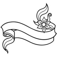 A flower and ribbon for coloring vector