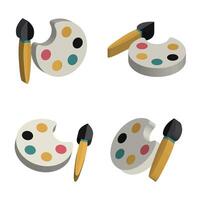 paint brush and palette icon set vector